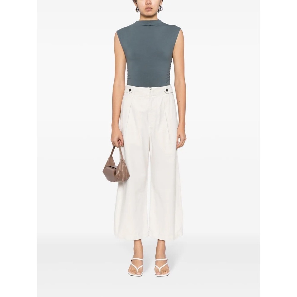 Citizens of Humanity Womens Payton Wide Leg Pleated Pants Chinos Cotton Cream 30